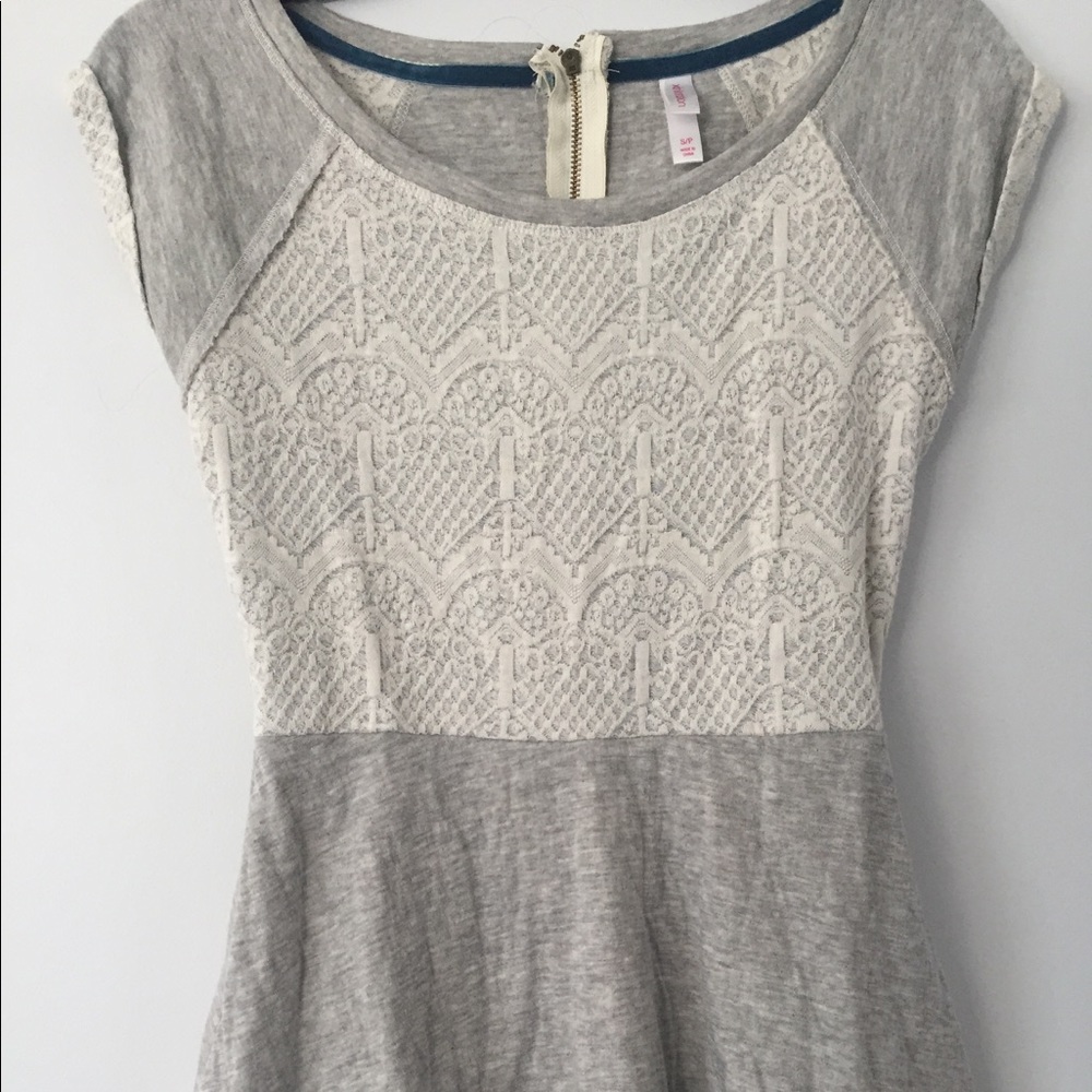 White lace and gray dress